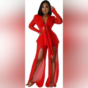 Elegant Red Women's Jumpsuit